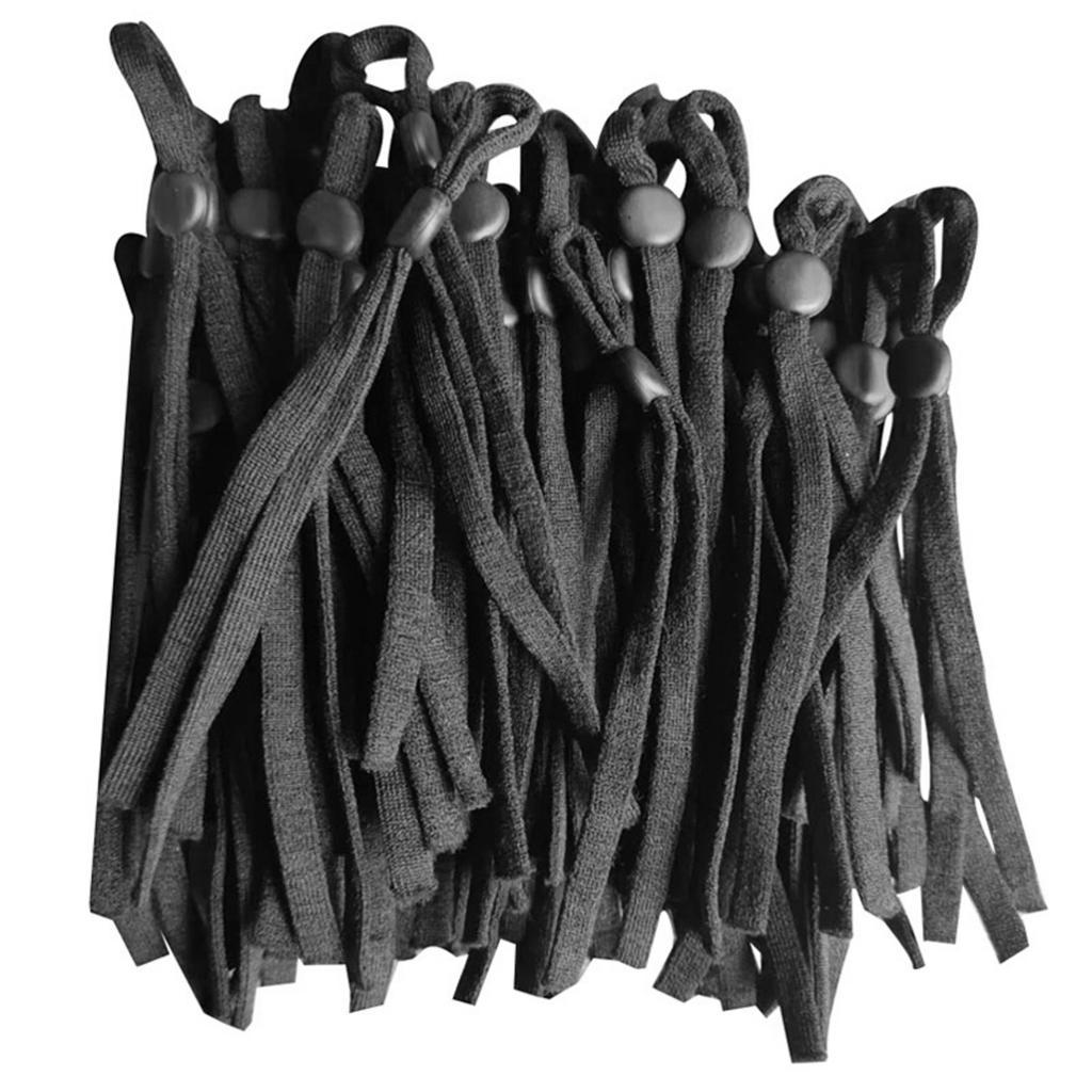 100 Count Flat Elastic Cord Stopper Making Face Masks Black_Flat Buckle