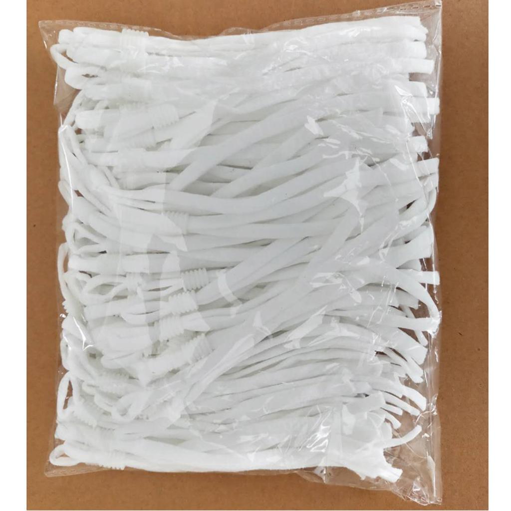 100 Count Flat Elastic Cord Stopper Making Face Masks White_Threaded Buckle