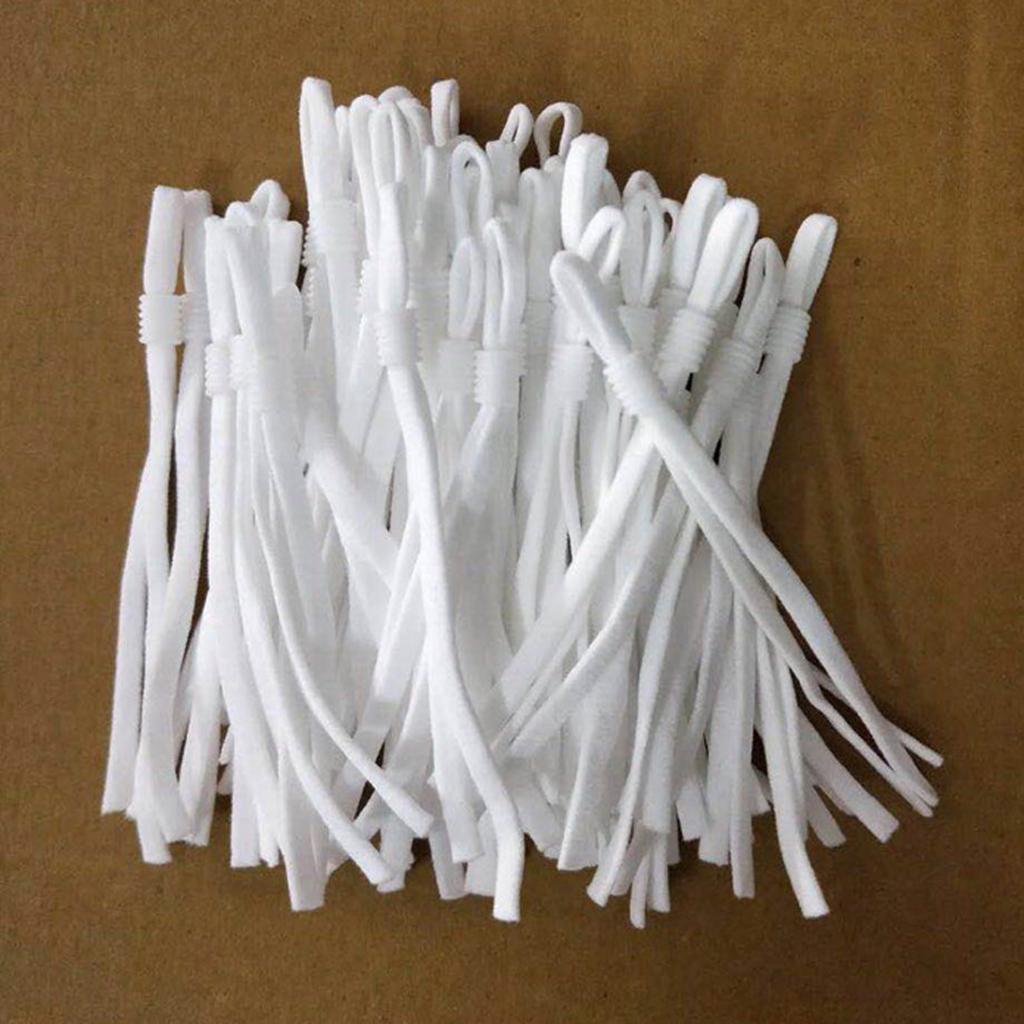 100 Count Flat Elastic Cord Stopper Making Face Masks White_Threaded Buckle