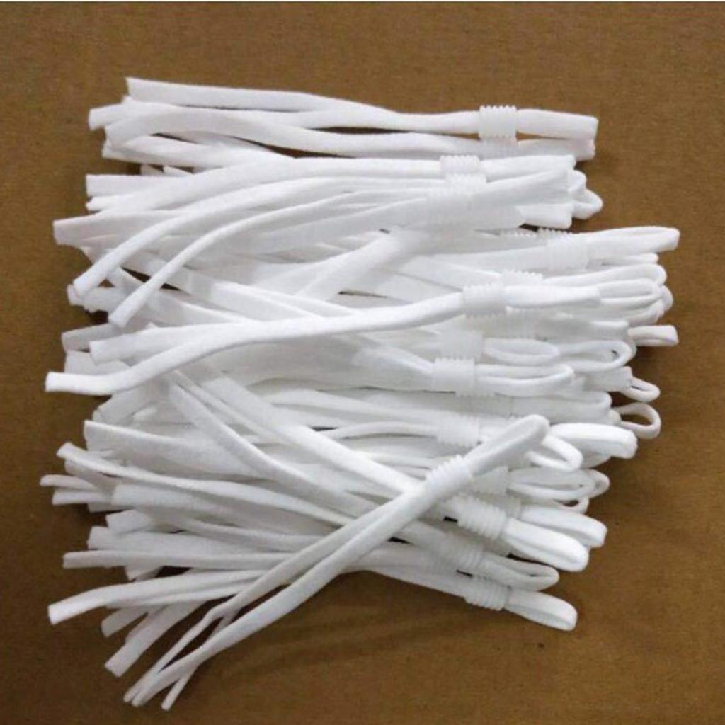 100 Count Flat Elastic Cord Stopper Making Face Masks White_Threaded Buckle
