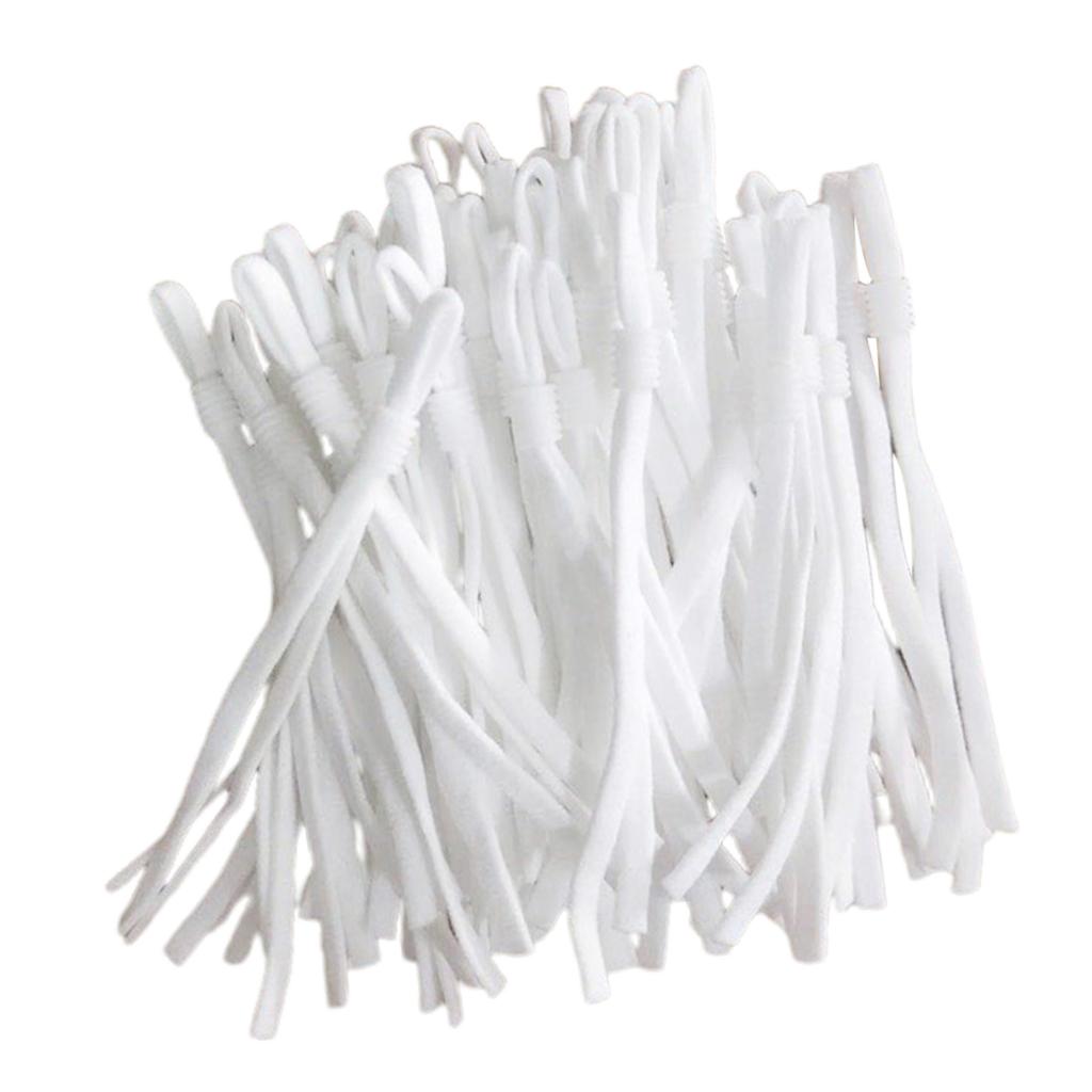 100 Count Flat Elastic Cord Stopper Making Face Masks White_Threaded Buckle