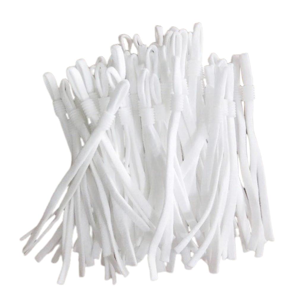100 Count Flat Elastic Cord Stopper Making Face Masks White_Threaded Buckle