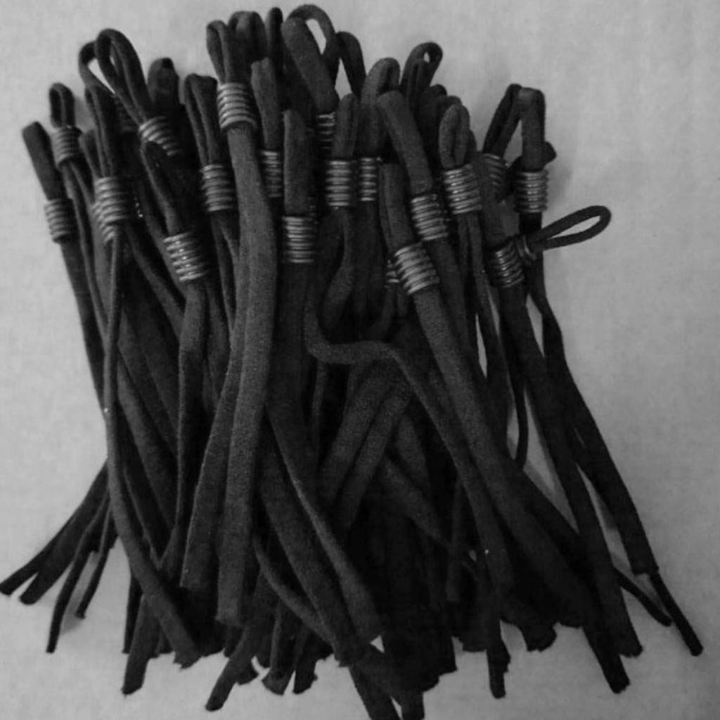 100 Count Flat Elastic Cord Stopper Making Face Masks Black_Threaded Buckle