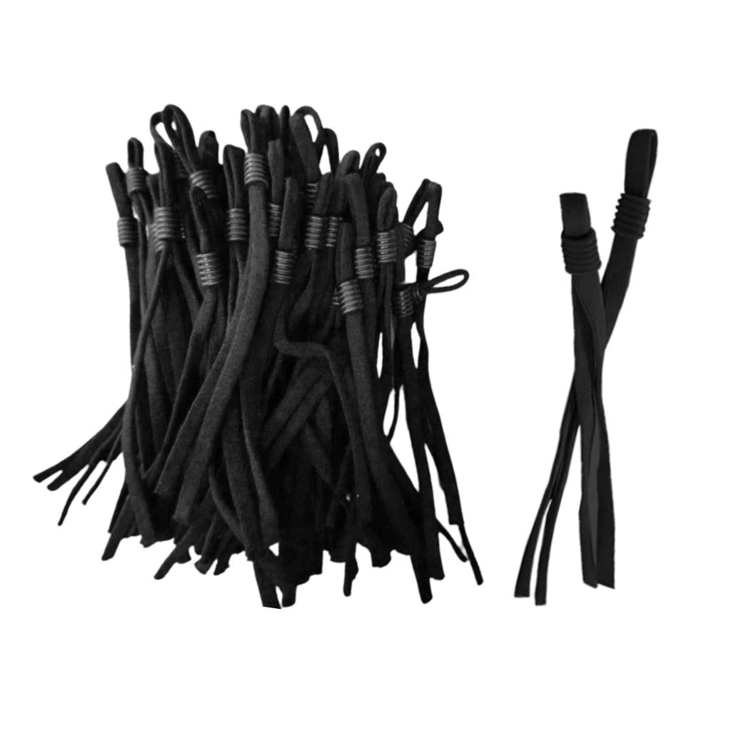 100 Count Flat Elastic Cord Stopper Making Face Masks Black_Threaded Buckle