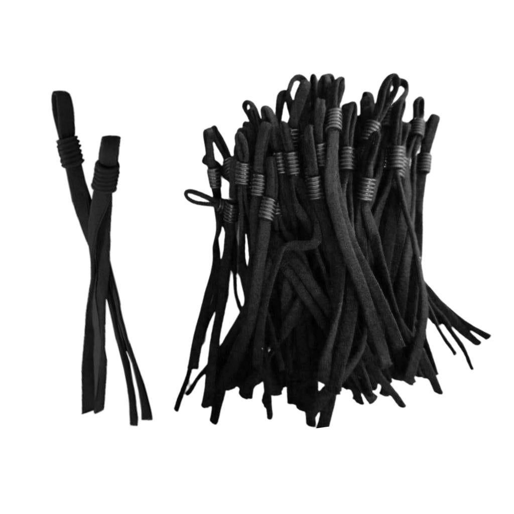 100 Count Flat Elastic Cord Stopper Making Face Masks Black_Threaded Buckle