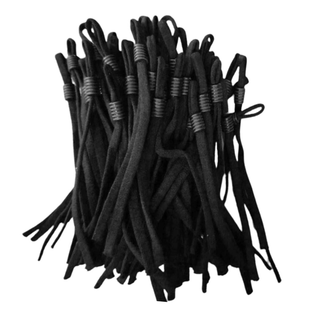 100 Count Flat Elastic Cord Stopper Making Face Masks Black_Threaded Buckle