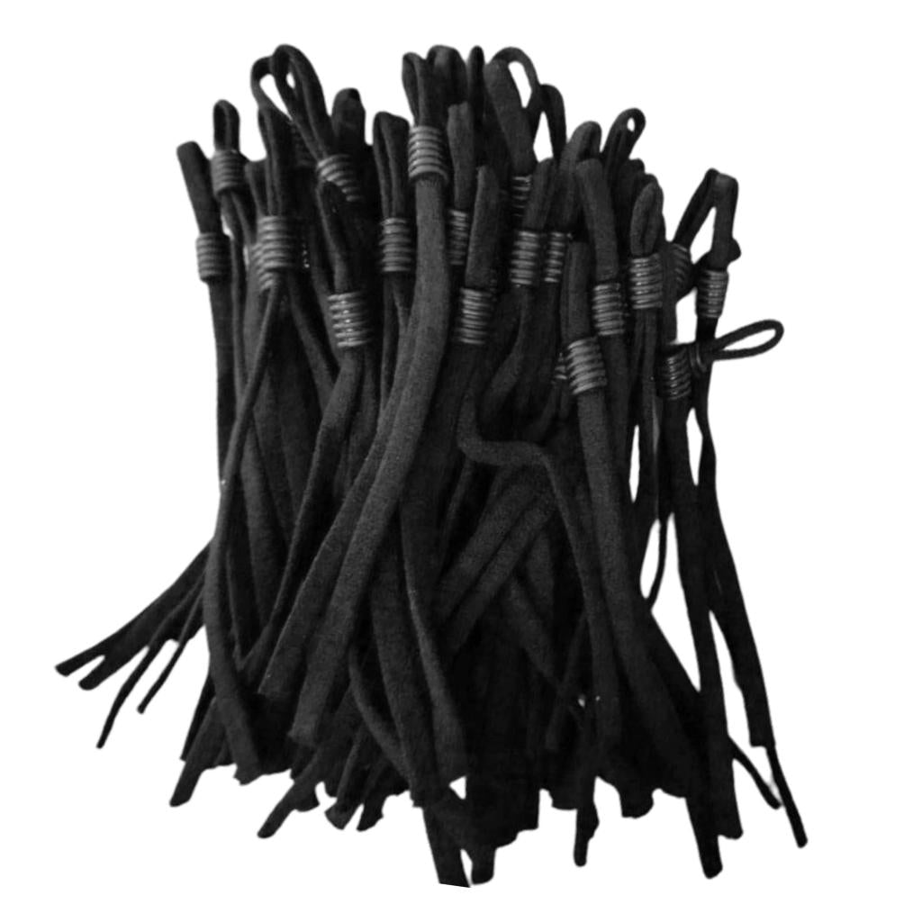 100 Count Flat Elastic Cord Stopper Making Face Masks Black_Threaded Buckle