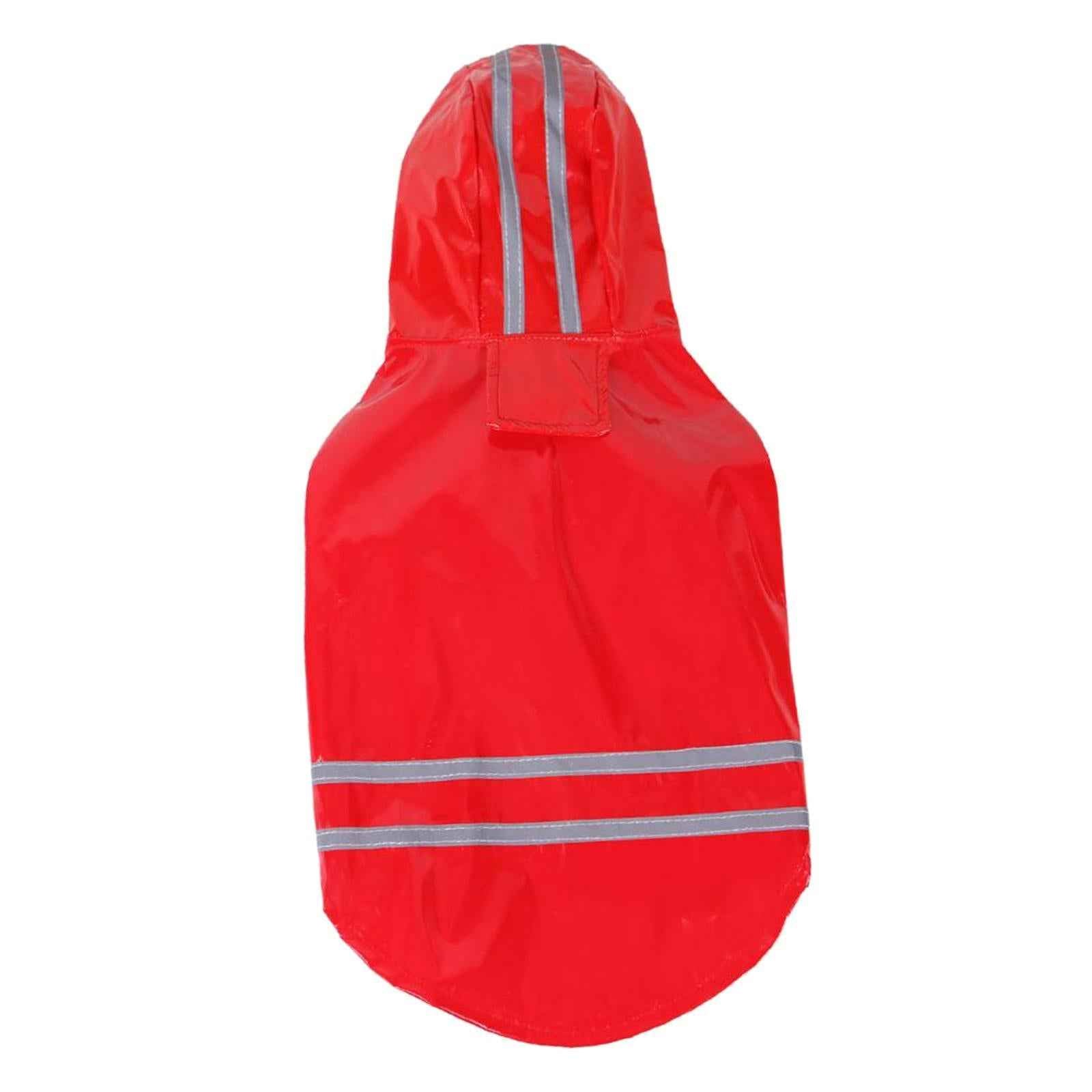 Dog Raincoat with Hood Doggie Reflective Jacket Waterproof S- XL red M