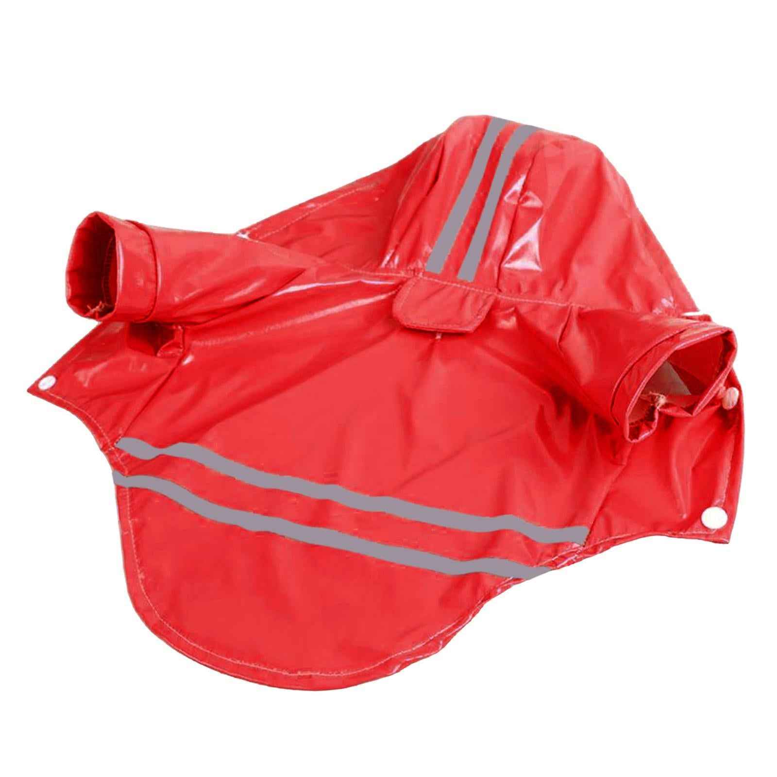 Dog Raincoat with Hood Doggie Reflective Jacket Waterproof S- XL red M