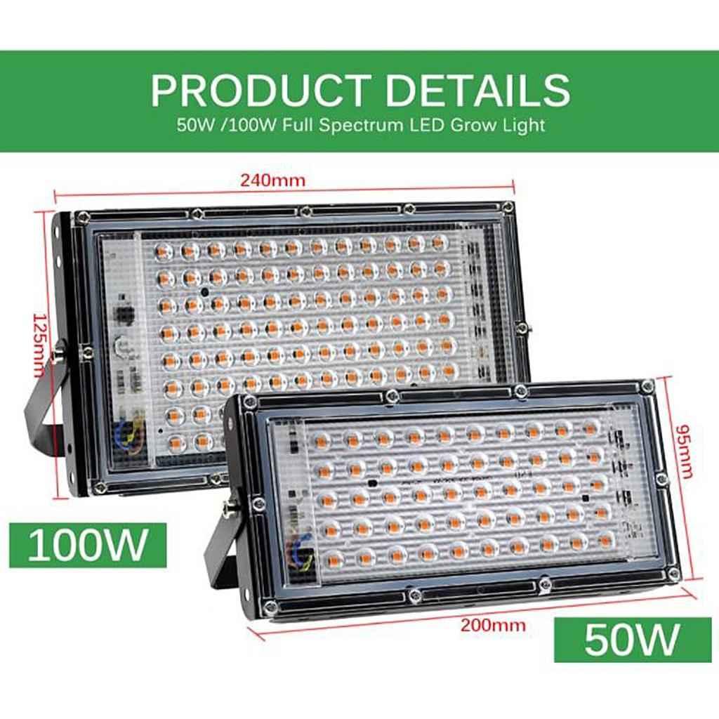 50W/100W LED Grow Light Full Spectrum for Hydroponic Indoor Plants EU Plug 100W