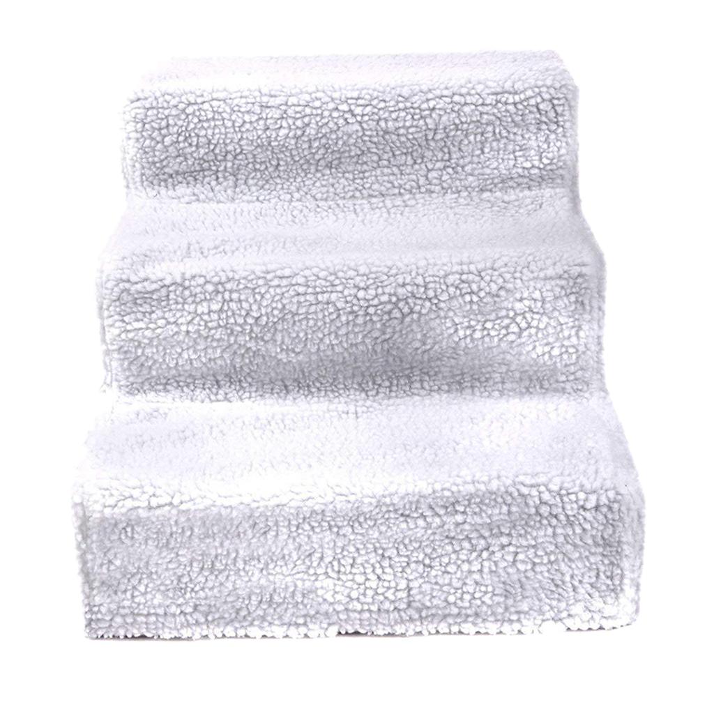 Dog Steps Ramp Foam Couch Removable Cover Pet Training 3Step Stair White