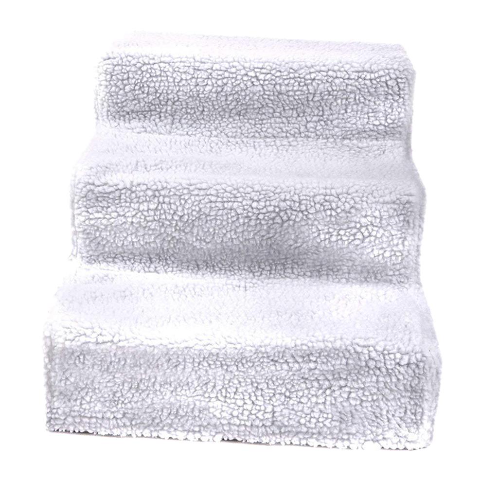 Dog Steps Ramp Foam Couch Removable Cover Pet Training 3Step Stair White