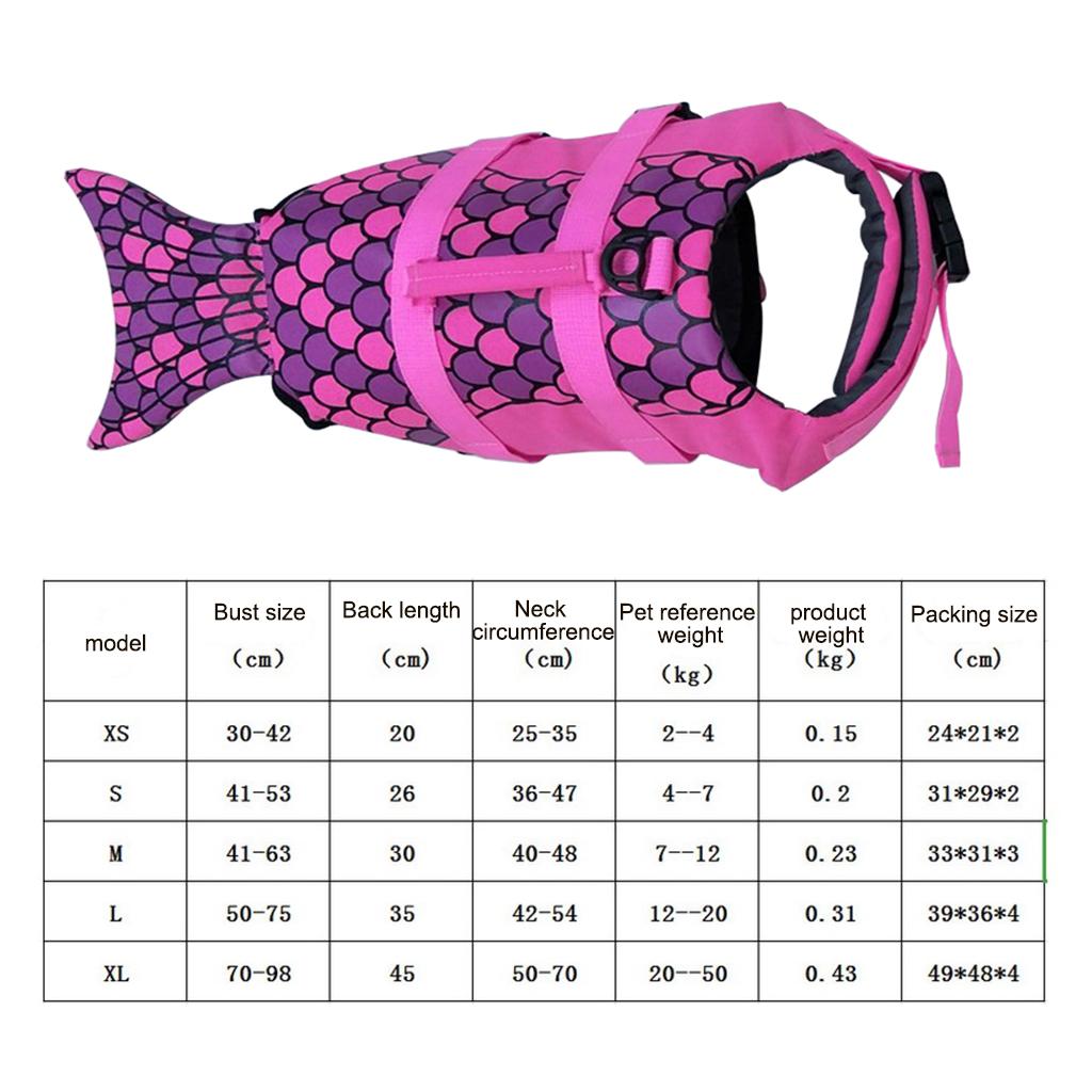 Adjustable Dog Life Jacket Swimming Safety Vest Swimsuit +Handle Rose Red_XL