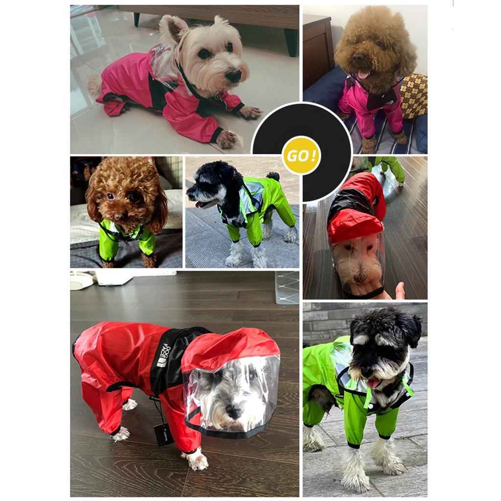 Dog Raincoat Clothing Waterproof Poncho Pet Puppy Jacket Coat Hooded Red S