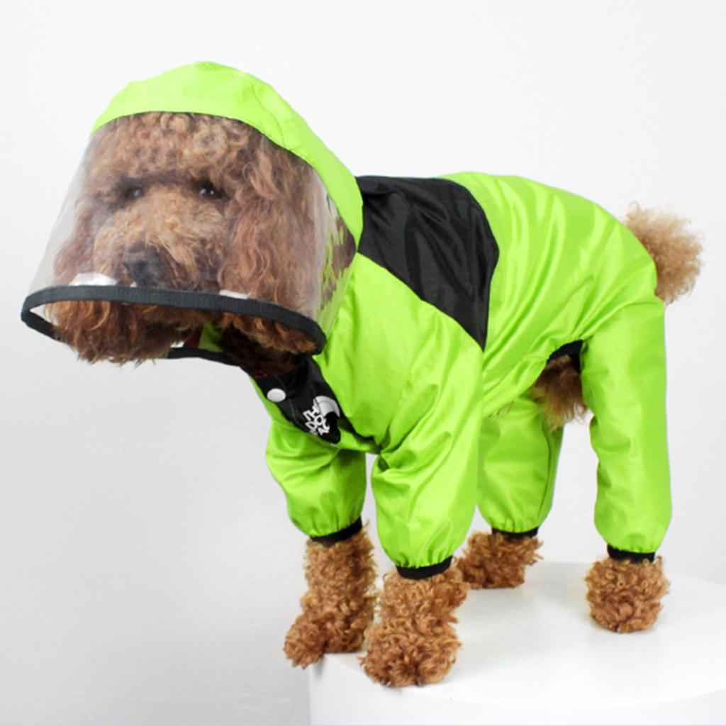 Dog Raincoat Clothing Waterproof Poncho Pet Puppy Jacket Coat Hooded Green M