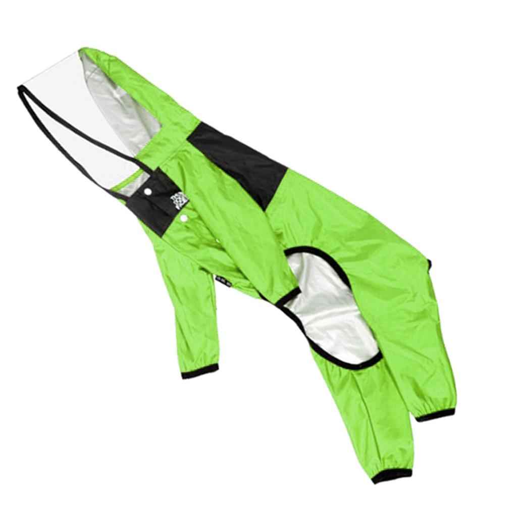 Dog Raincoat Clothing Waterproof Poncho Pet Puppy Jacket Coat Hooded Green M