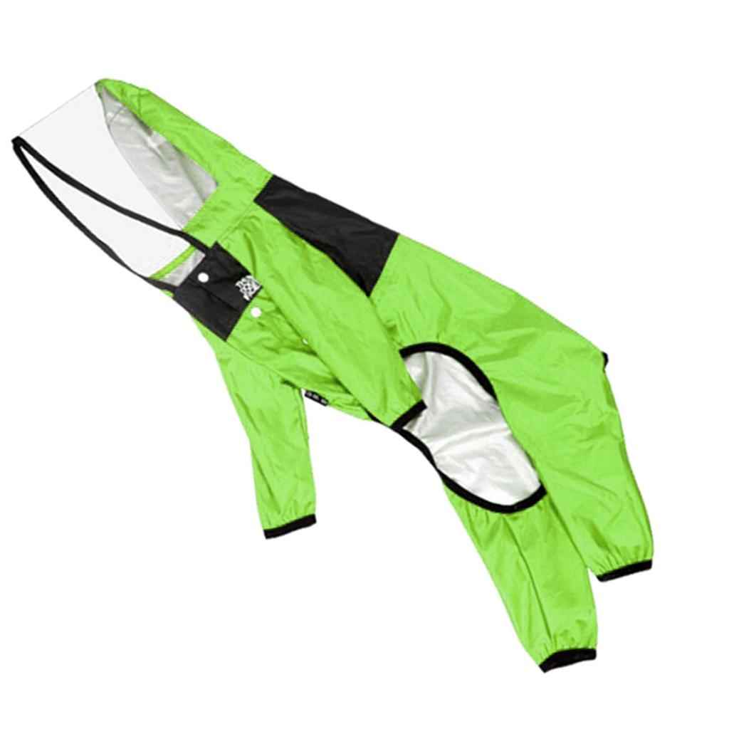 Dog Raincoat Clothing Waterproof Poncho Pet Puppy Jacket Coat Hooded Green M