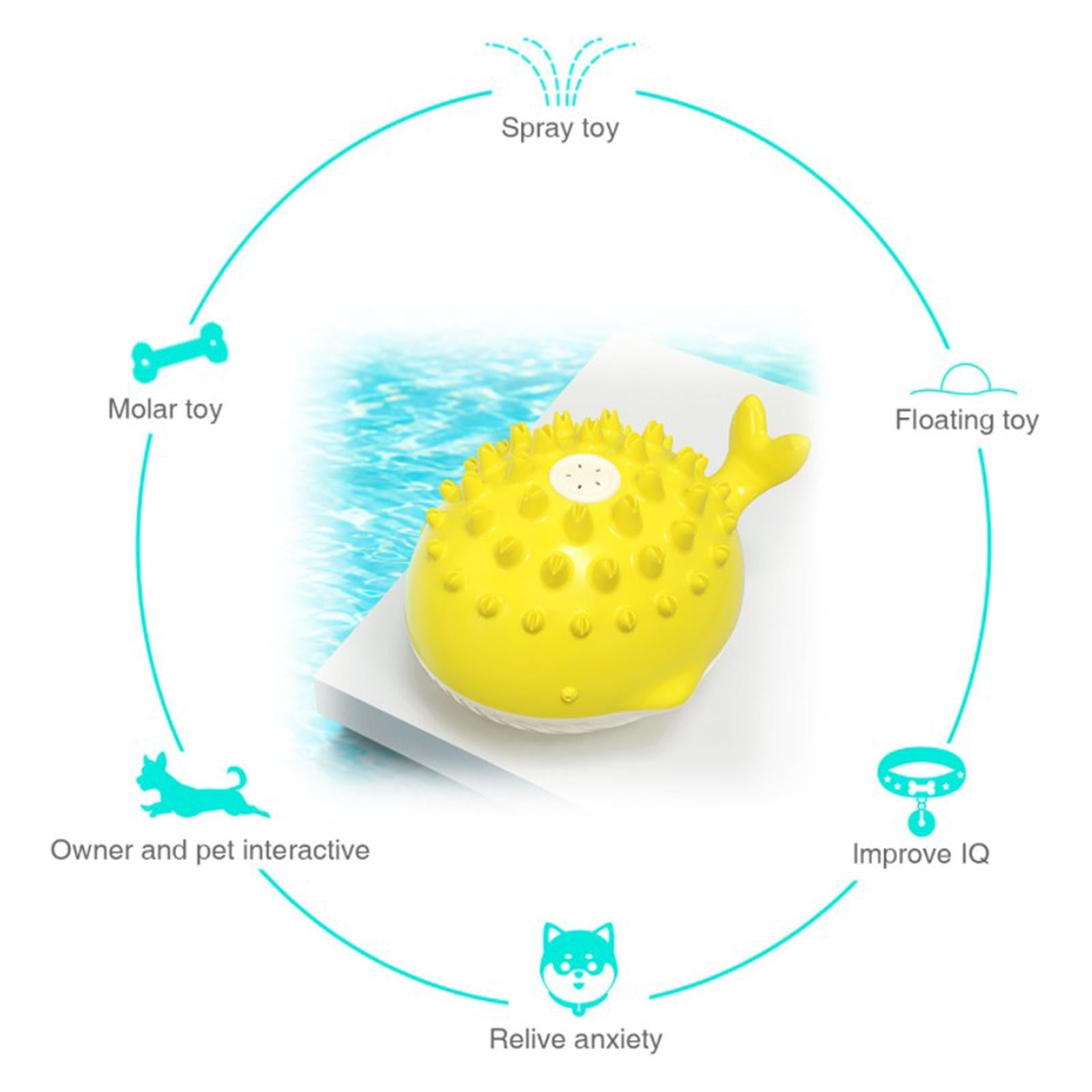 Dog Bath Toy Water Spray Whale Induction Sprinkler Teething Play Toys Yellow