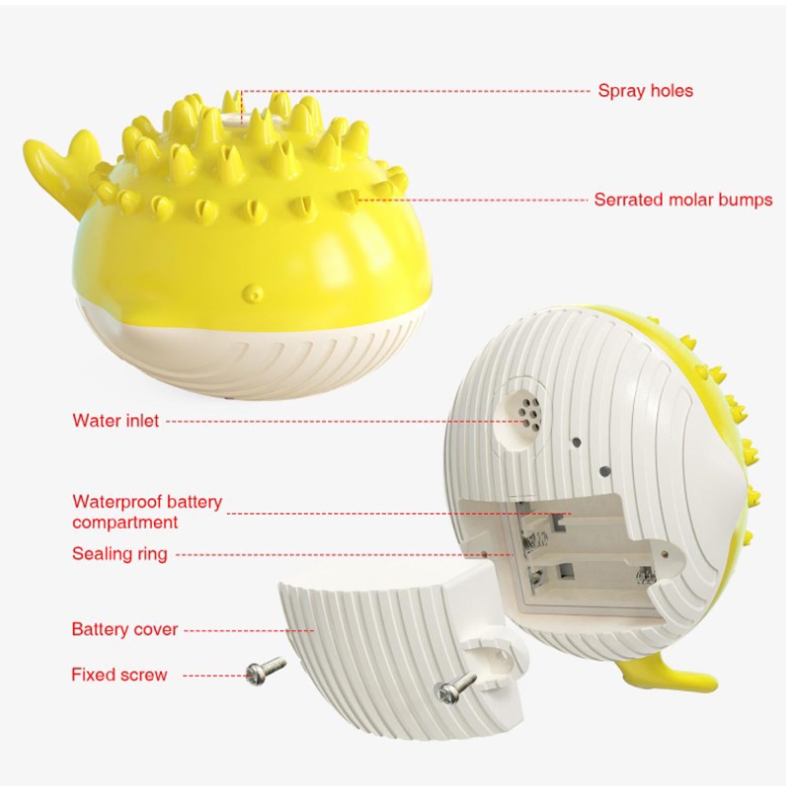 Dog Bath Toy Water Spray Whale Induction Sprinkler Teething Play Toys Yellow