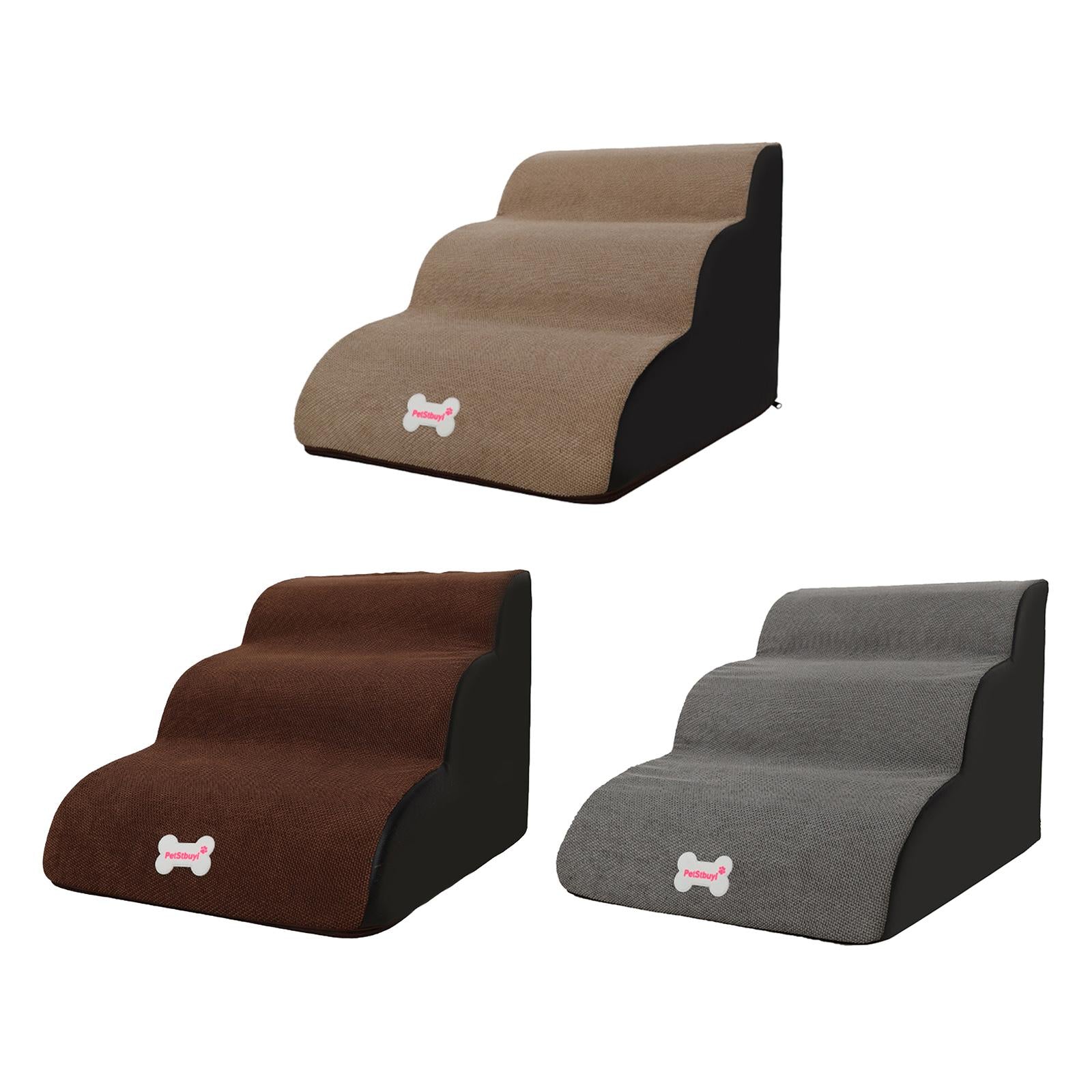 Dog Ladder Support Frame for Bed Sofa Pet Stairs 3 Steps Gray