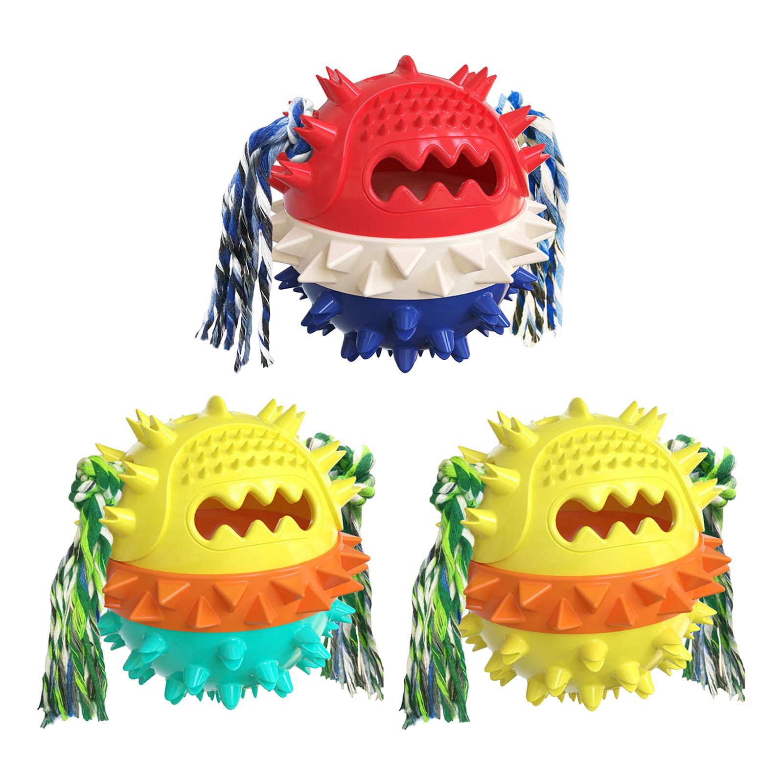 Dog Chew Toys Molar Ball Teething Cleaning Play Toy Red white blue