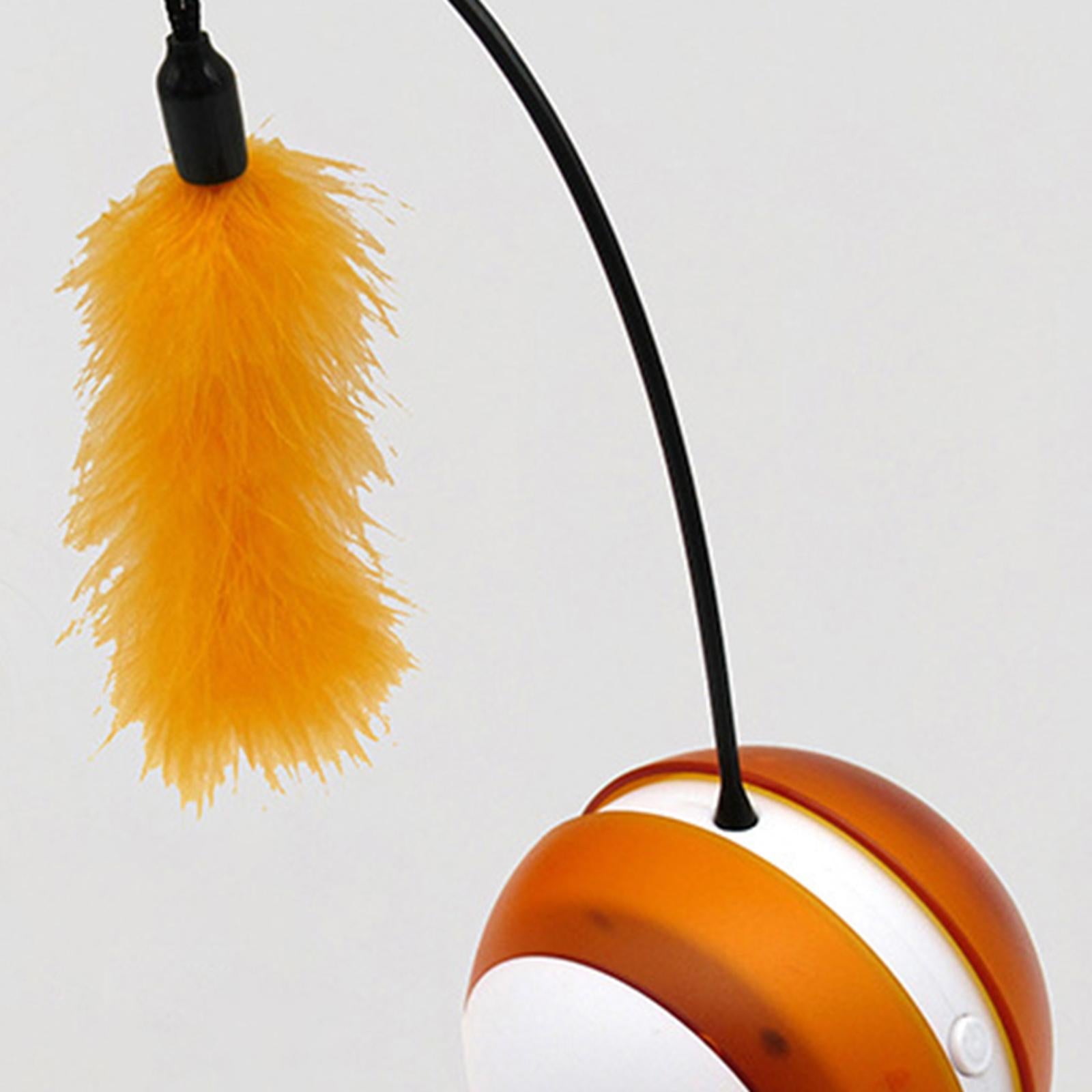 Cat Ball Self Rotating LED Light Feather Toys Puppy Catch Pets Toy Orange