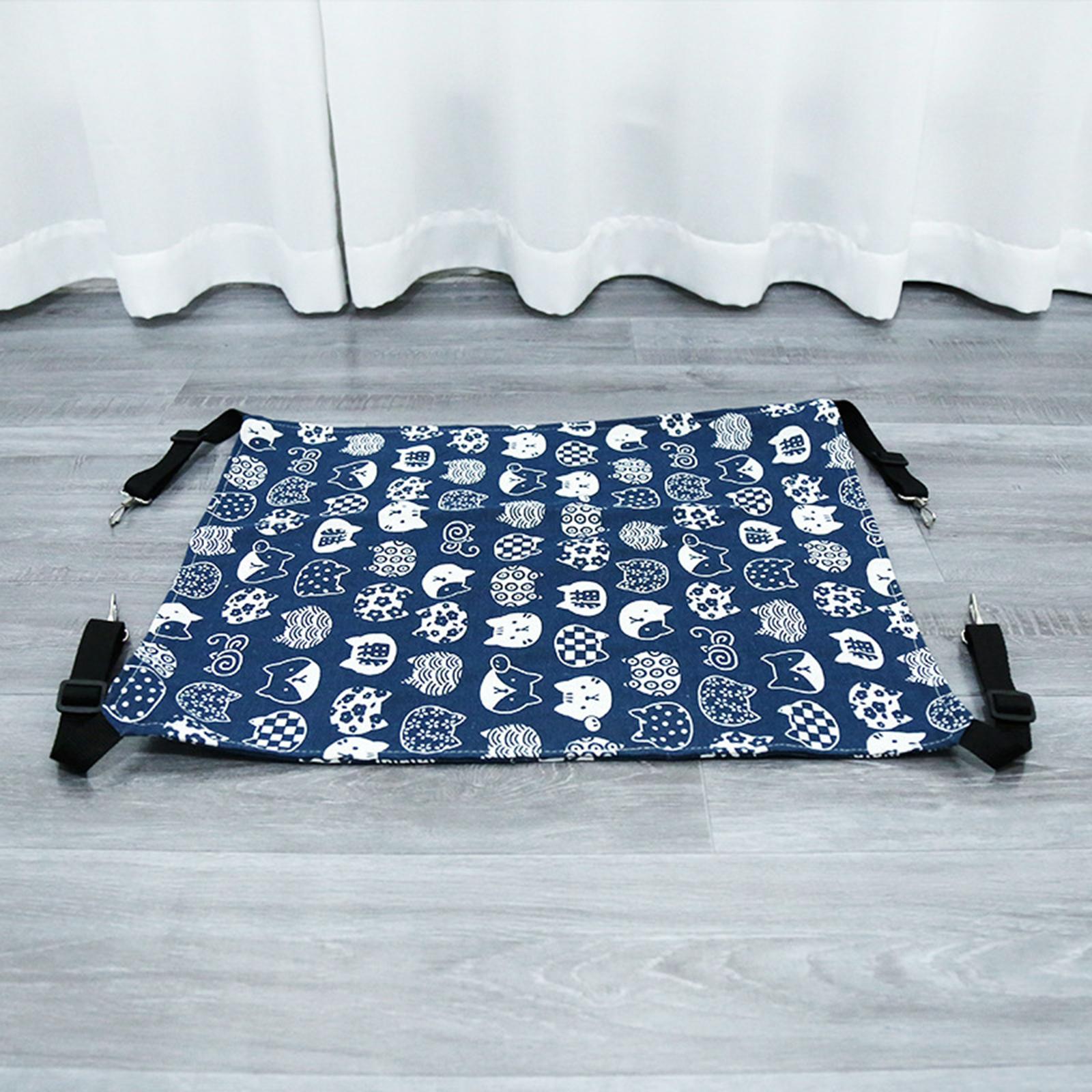 Cat Hammock Bed Swing Comfy Dog Pet Cats Hanging Fun Pets Furniture Beds Winter Navy Blue S