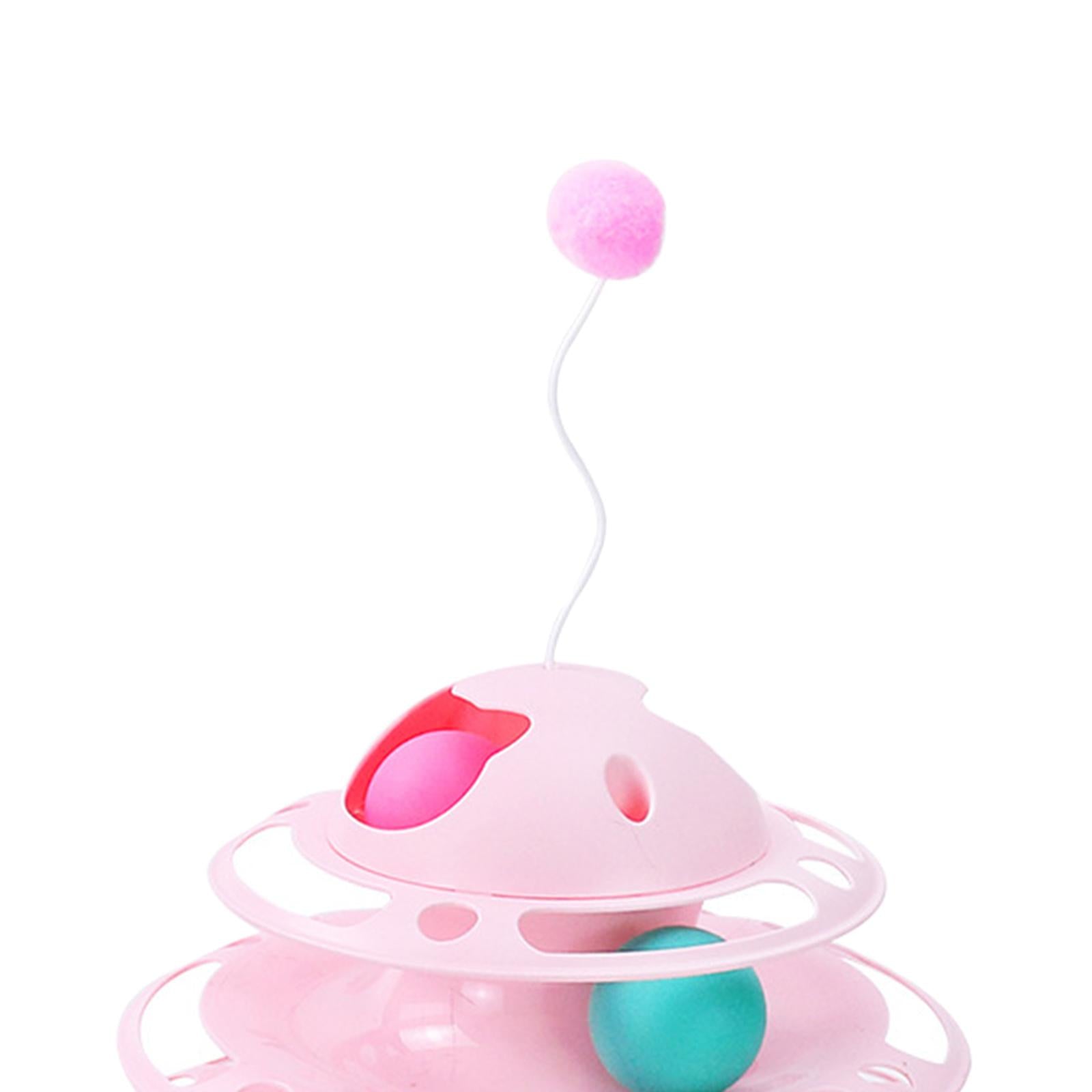 Cat Turntable Toys Ball Disk Interactive Toys Kitten Toy Plate Antenna Pink