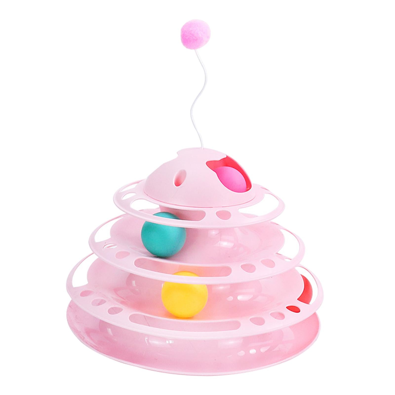 Cat Turntable Toys Ball Disk Interactive Toys Kitten Toy Plate Antenna Pink