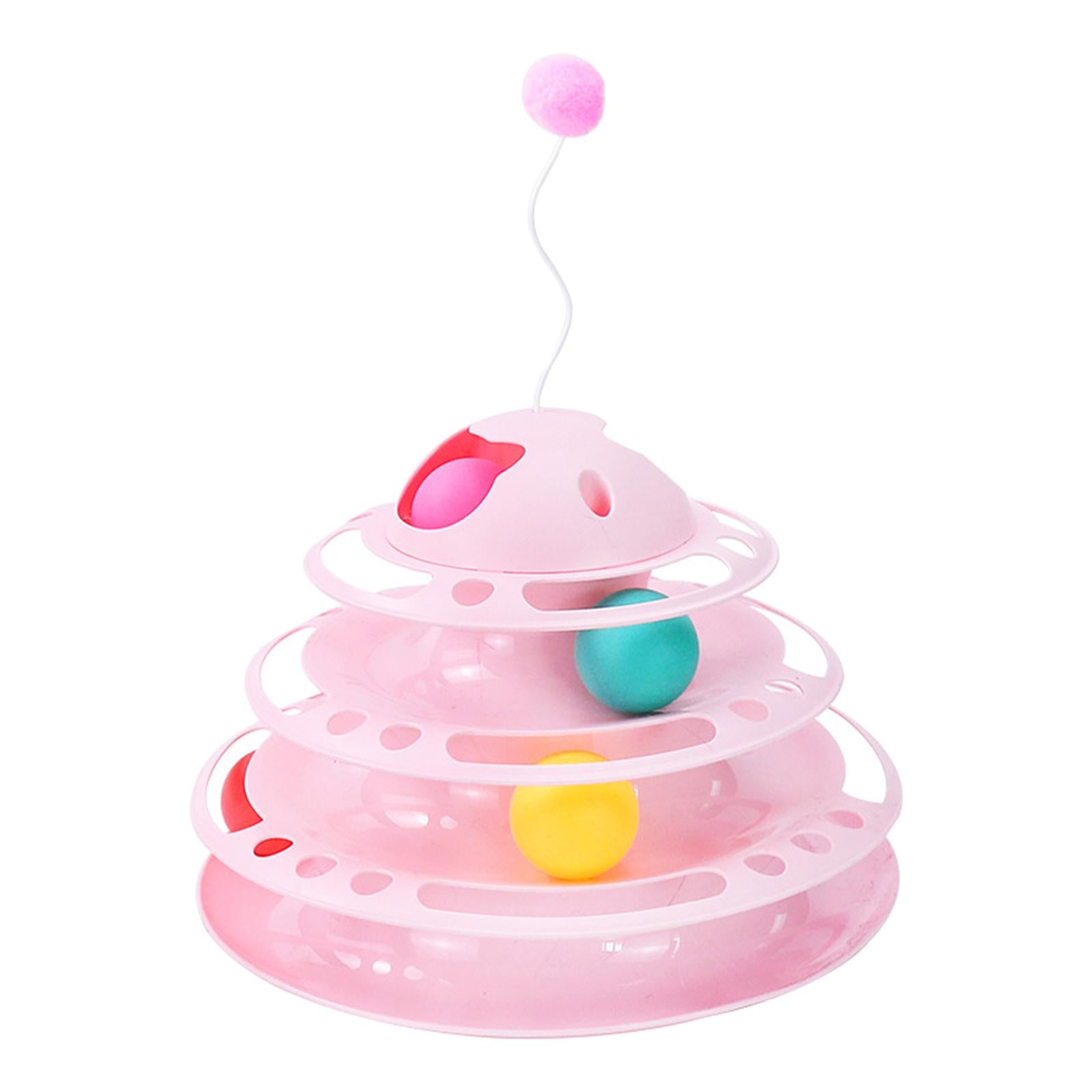Cat Turntable Toys Ball Disk Interactive Toys Kitten Toy Plate Antenna Pink