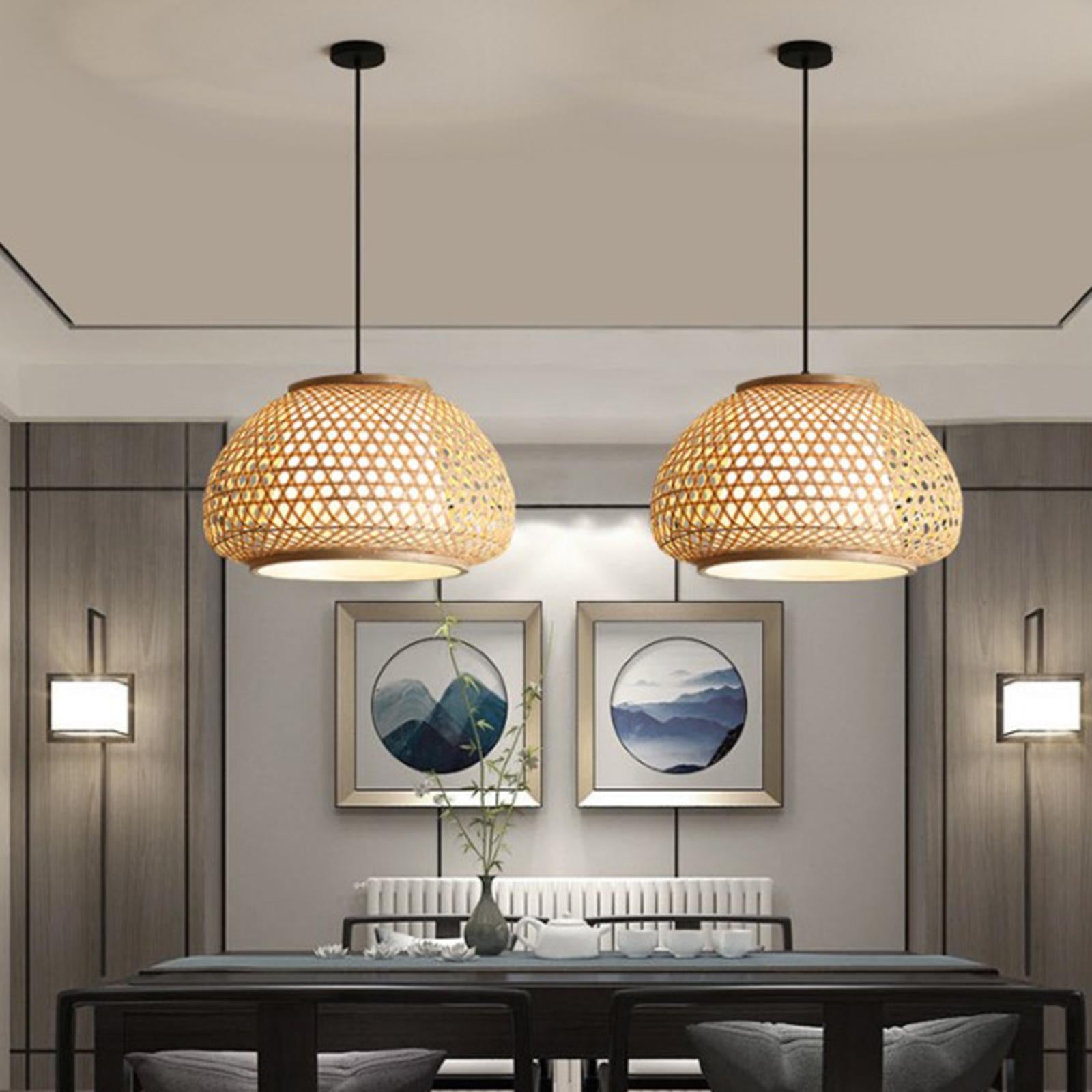 Bamboo Rattan Pendant Light Fixture Kitchen Ceiling Lamp Chandelier 60x30cm