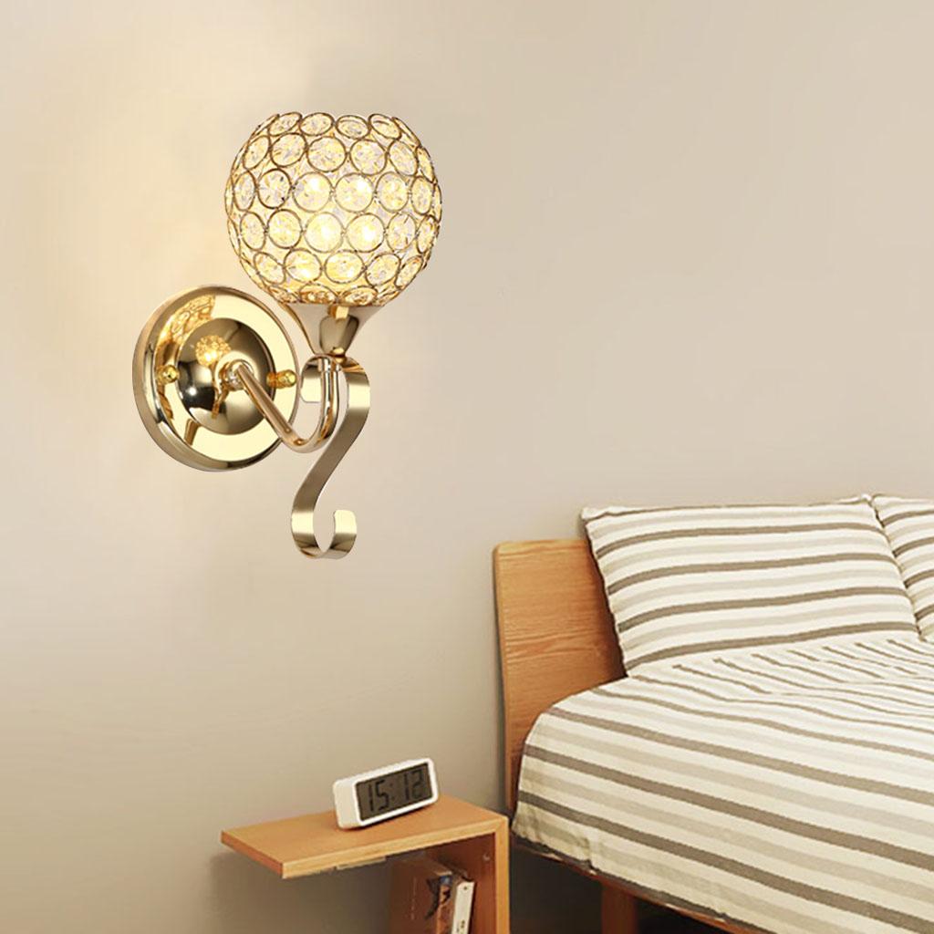 Crystal Wall Lamp Fixture Sconces Pendent Light E26/E27 Bulb Study Stairs Golden