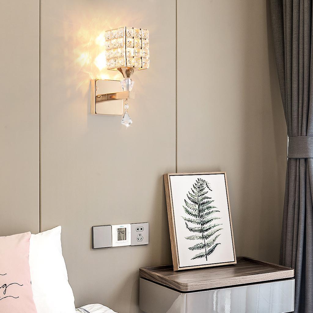 Chic Crystal Wall Lamp Fixture Sconce Pendent Light E26/E27 Bulb Study Stair Golden