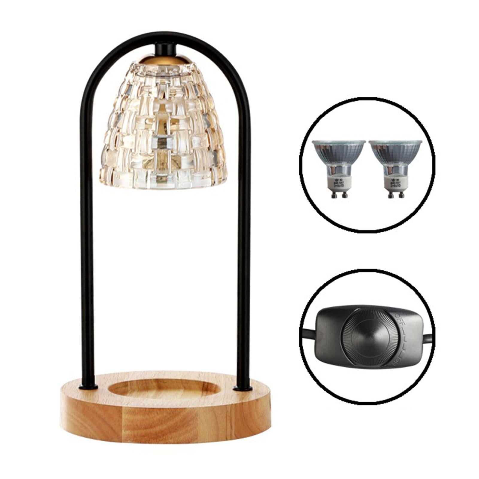 Candle Warmer Wax Melter Fragrance Lamp Aroma Night Light w/Wood Base Black