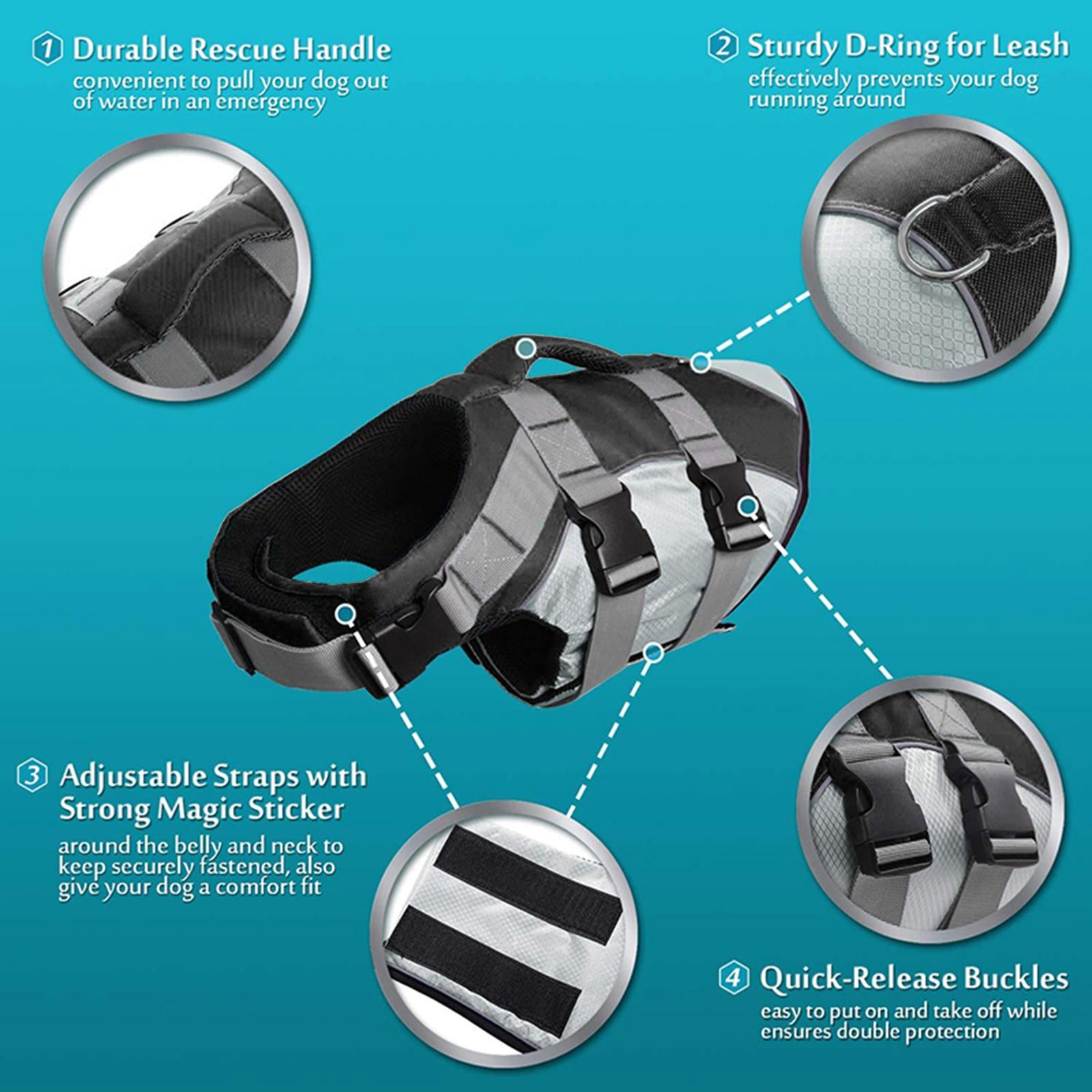 Dog Swim Life Jacket Floatation Preserver for Swimming Pet Supply M Black