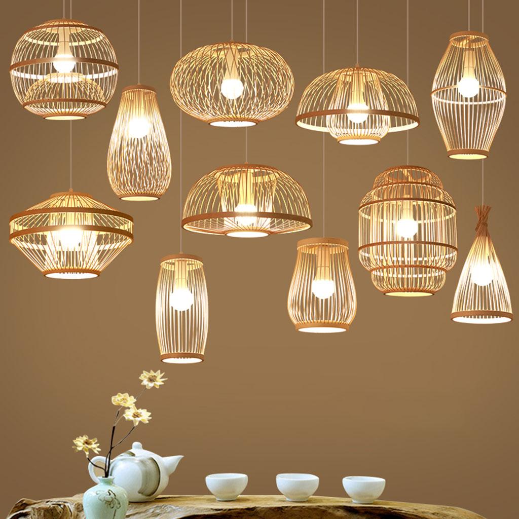 Bamboo Wove Pendant Light Hanging Lamp Home Hotel Lighting Fixture C 40x25CM