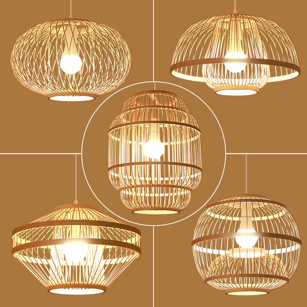 Bamboo Wove Pendant Light Hanging Lamp Home Hotel Lighting Fixture C 40x25CM