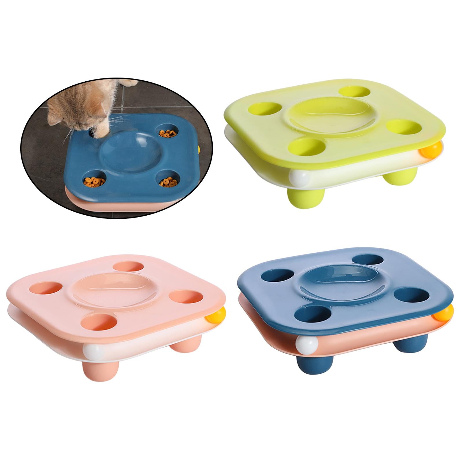 Colorful Cat Food Feeding Bowl Plastic Feeder Dish Slow Feed Indoor Blue