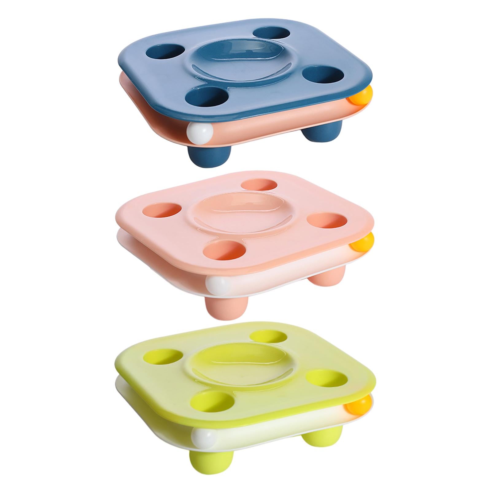 Colorful Cat Food Feeding Bowl Plastic Feeder Dish Slow Feed Indoor Blue