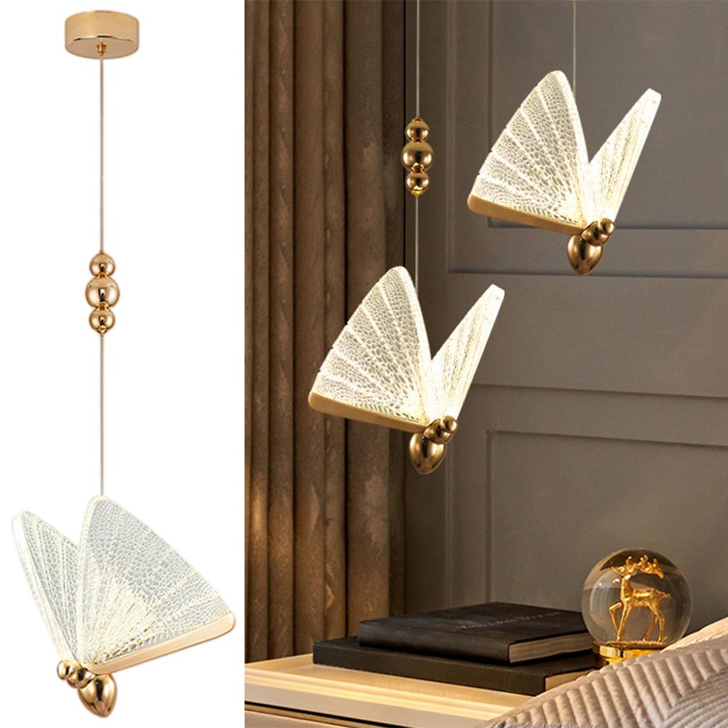 Creative Butterfly Chandelier Lamp Ceiling Light for Cafe Living Room Loft Golden L Natural