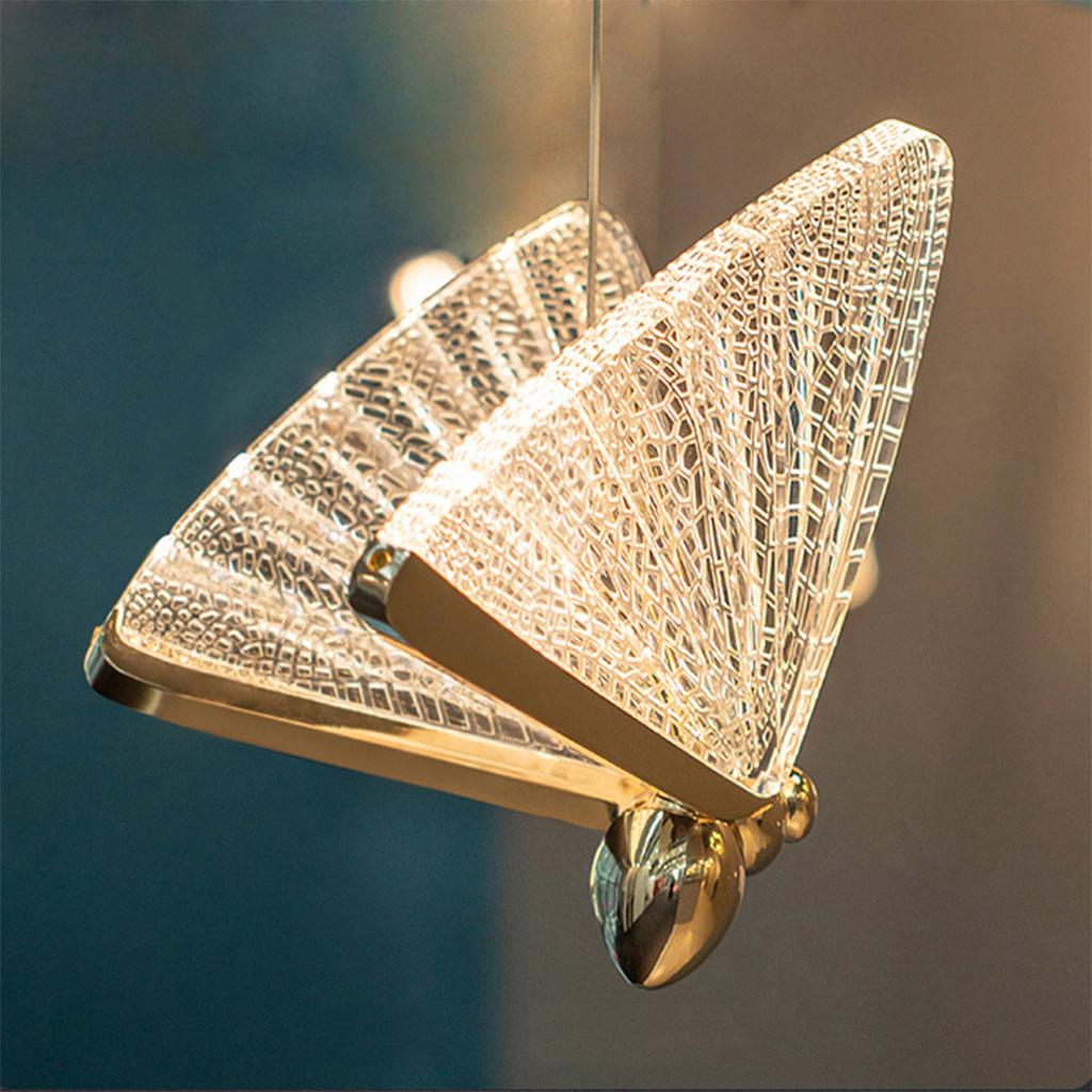 Creative Butterfly Chandelier Lamp Ceiling Light for Cafe Living Room Loft Golden L Natural
