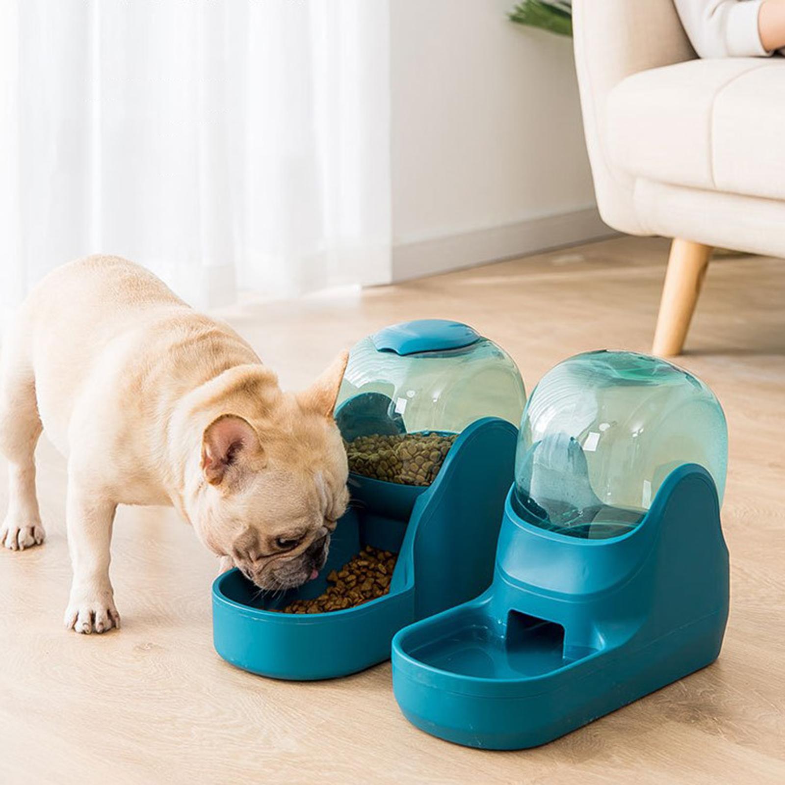 AUTOMATIC PET FOOD DISPENSER Dog Cat Feeder Waterer Dish Green Food Feeder