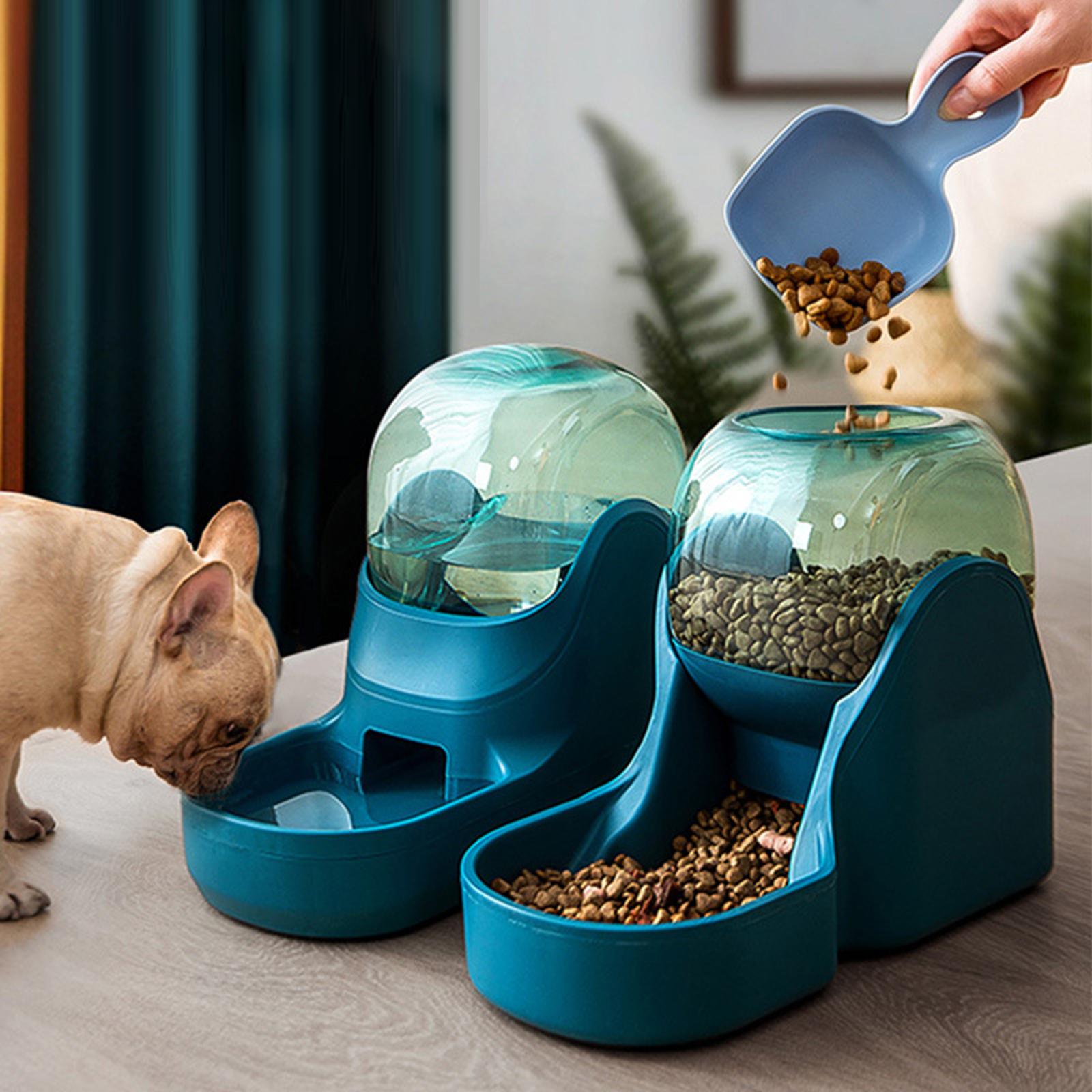 AUTOMATIC PET FOOD DISPENSER Dog Cat Feeder Waterer Dish Green Food Feeder