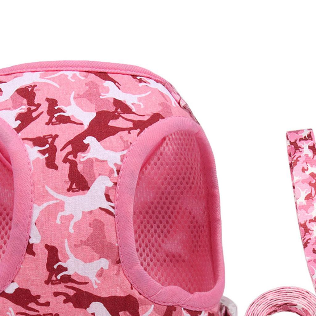 Adjustable Mesh Dog Harness with Leash Chest S M L XL for Small Dogs Cats Pink Camouflage S