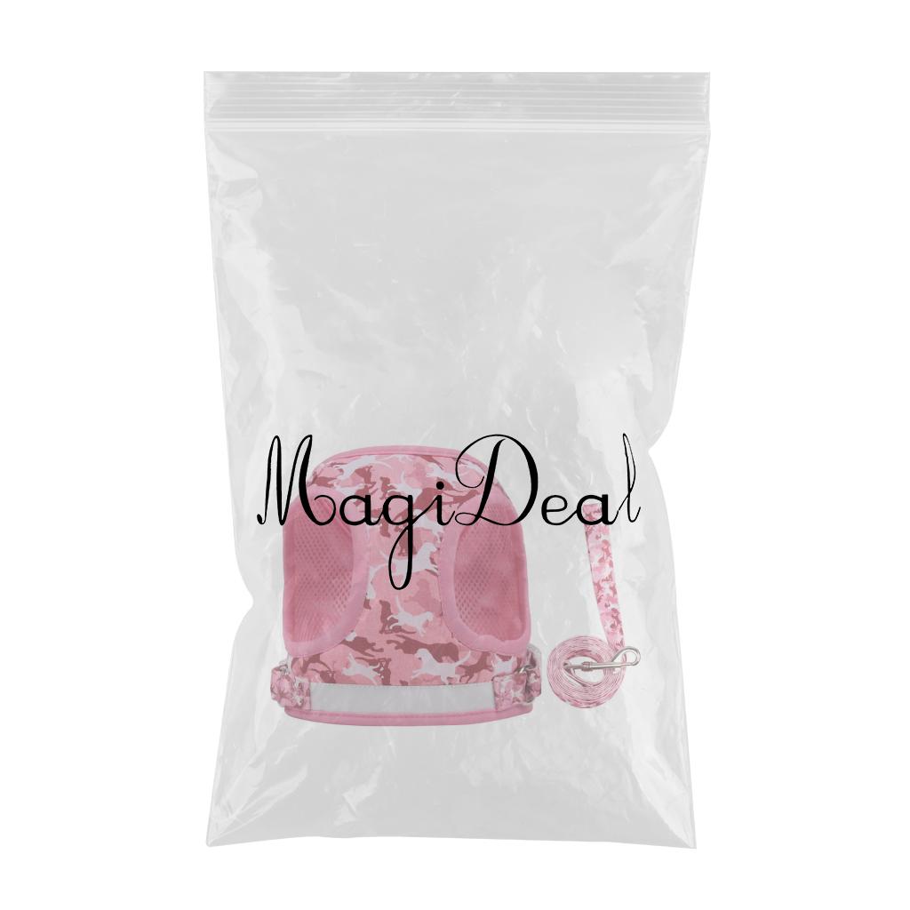 Adjustable Mesh Dog Harness with Leash Chest S M L XL for Small Dogs Cats Pink Camouflage S