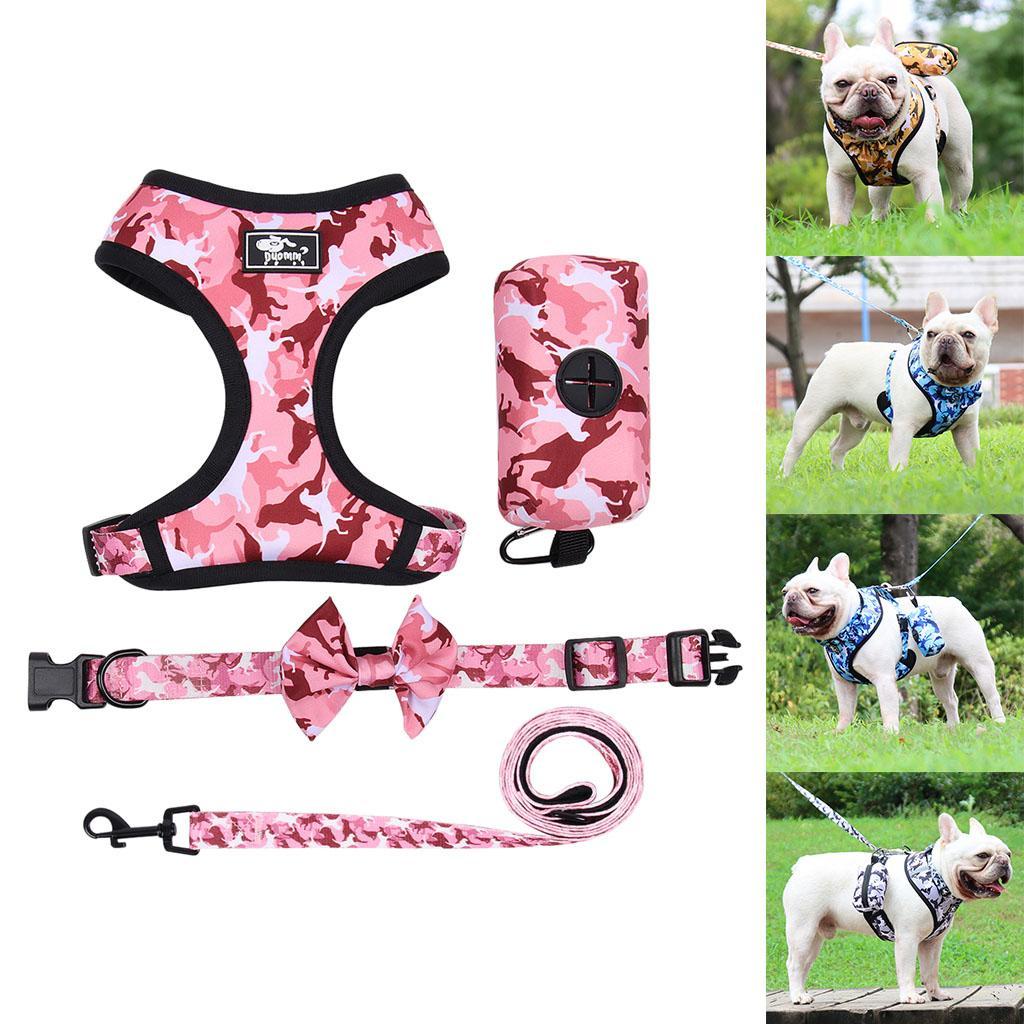 Dog Harness Set Breathable Bow-Knot Harnesses Vest for Training Running XL Pink