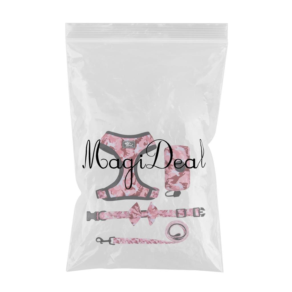 Dog Harness Set Breathable Bow-Knot Harnesses Vest for Training Running XL Pink