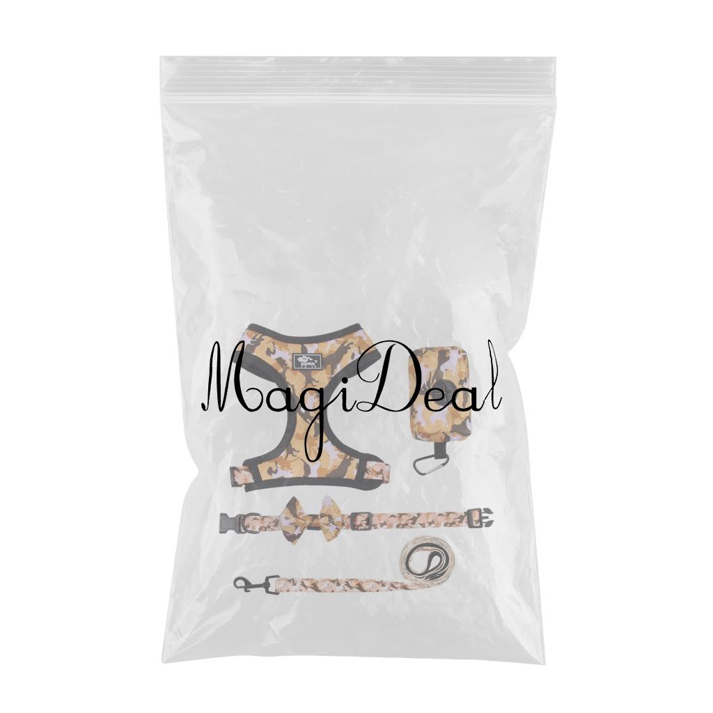 Dog Harness Set Breathable Bow-Knot Harnesses Vest for Training Running M Yellow