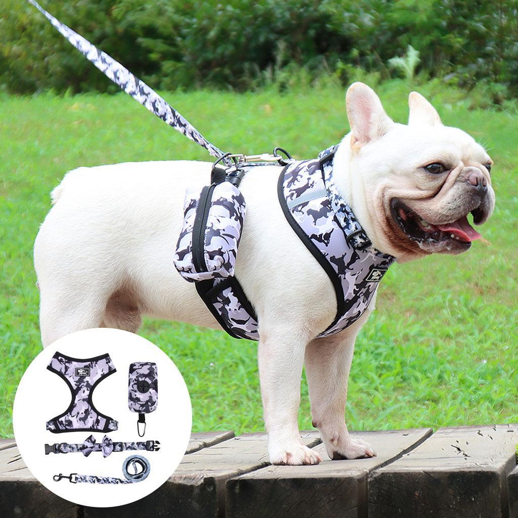 Dog Harness Set Breathable Bow-Knot Harnesses Vest for Training Running XL Gray