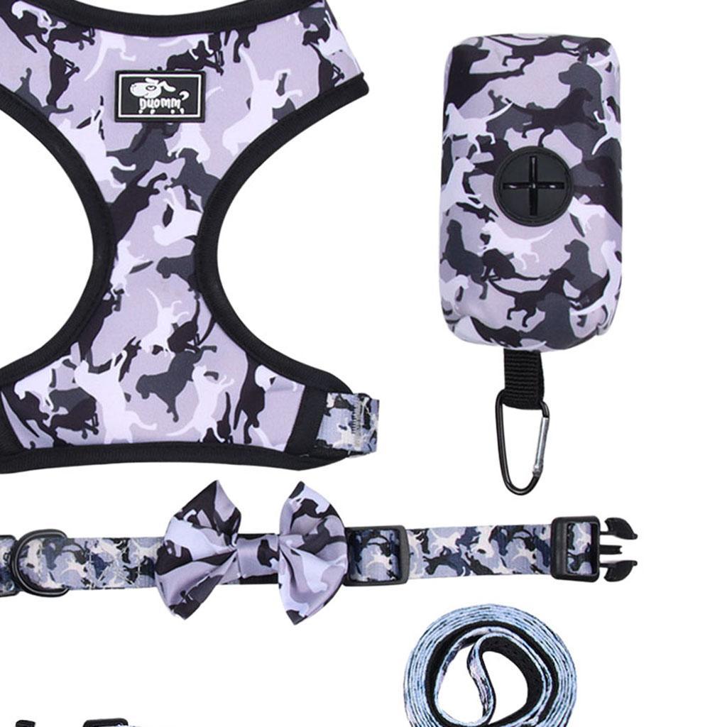 Dog Harness Set Breathable Bow-Knot Harnesses Vest for Training Running XL Gray